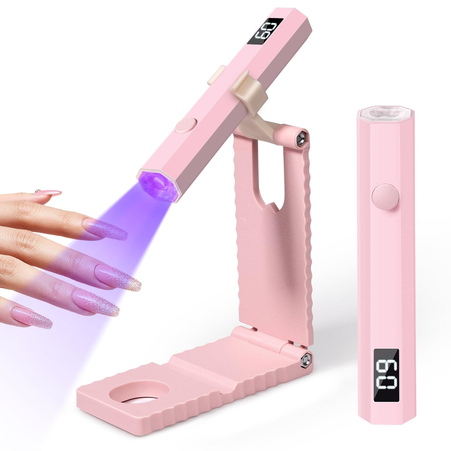 mlogiroa UV Nail Lamp with Stand Foldable Pink Flash Cure Lamp Beauty and Personal Care mlogiroa Default Title