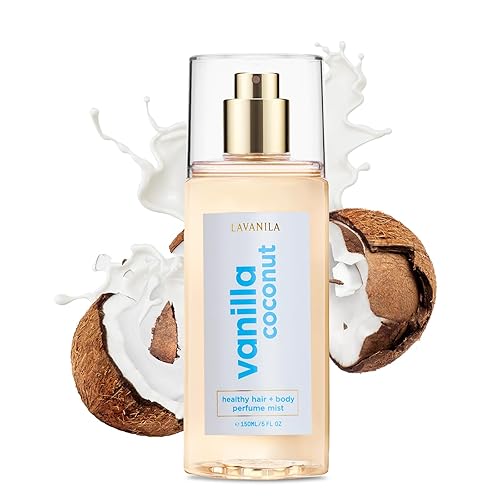 LAVANILA Vanilla Coconut Healthy Hair + Body Perfume Mist, 5 Fl Oz - Sweet & Tropical Fragrance Spray Formulated with Jojoba Oil, Madagascar Vanilla