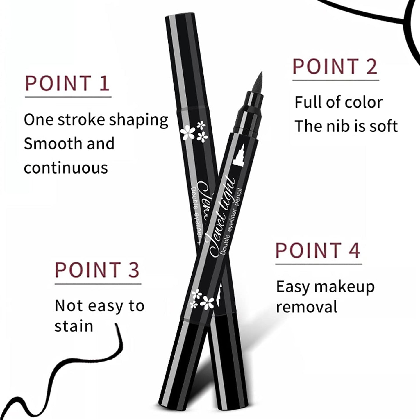 Pinkiou 6Pcs Eyeliner Stamp Pen Set, Long-lasting Eye Liner Pencil for Eye Makeup,Waterproof Double-Sided Liquid Eyeliner Stamp Pen Set