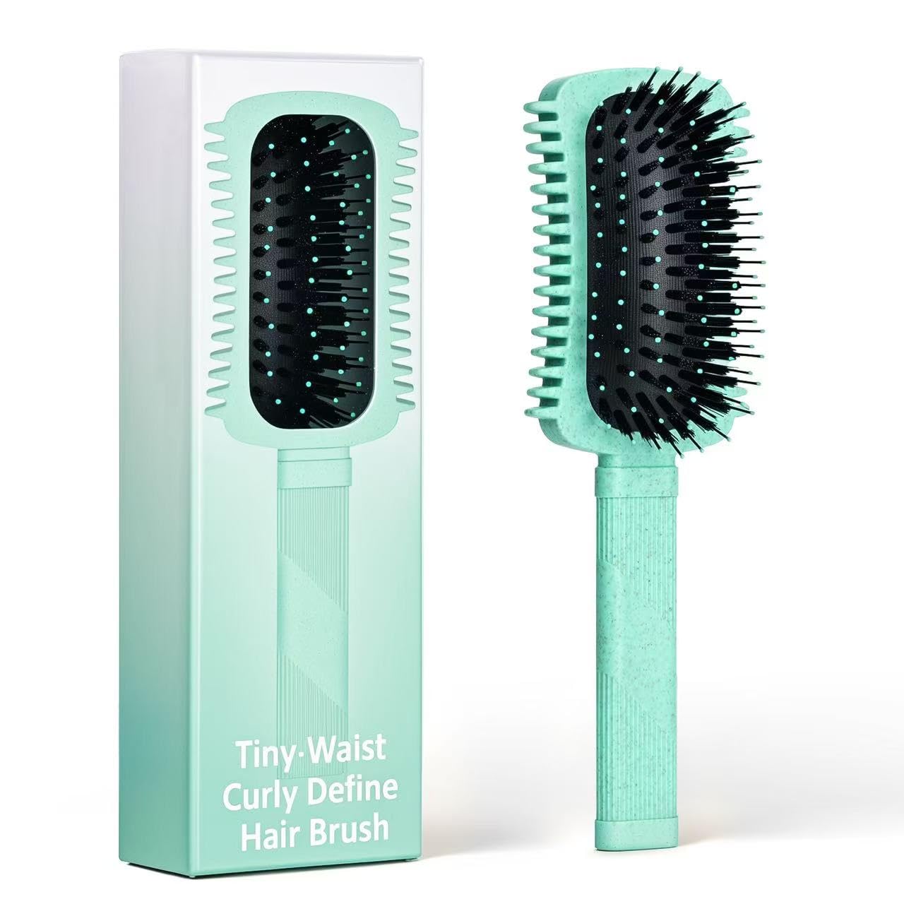 Curly Hair Brush Defining, Volume Curl Defining Brush for Effortlessly Detangling Shaping and Styling Women's Curls, Reduce Pulling (Green 1PC)