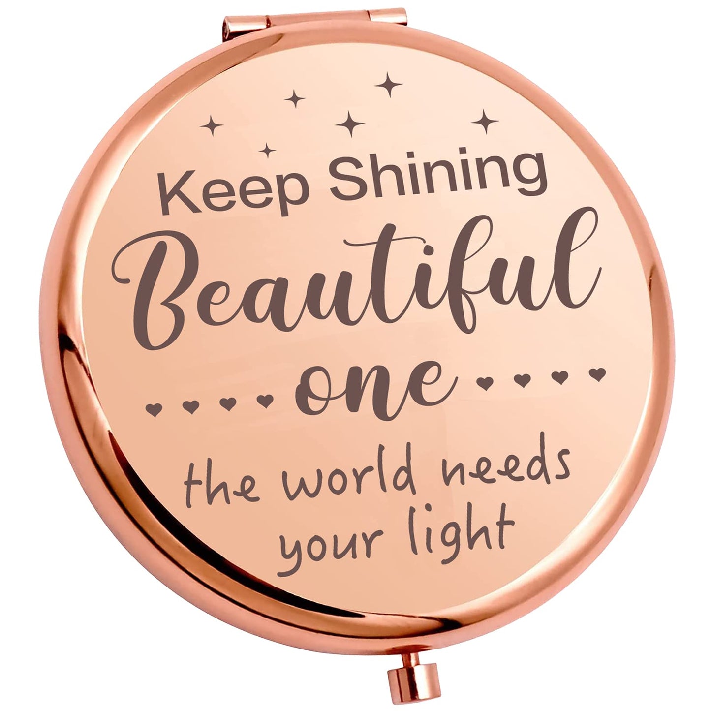 YSUNM Ming Heng Inspirational Personalized Rose Gold Travel Pocket Compact Pocket Makeup Mirror Gift for Best Friend Sister Her Daughter Girlfriend
