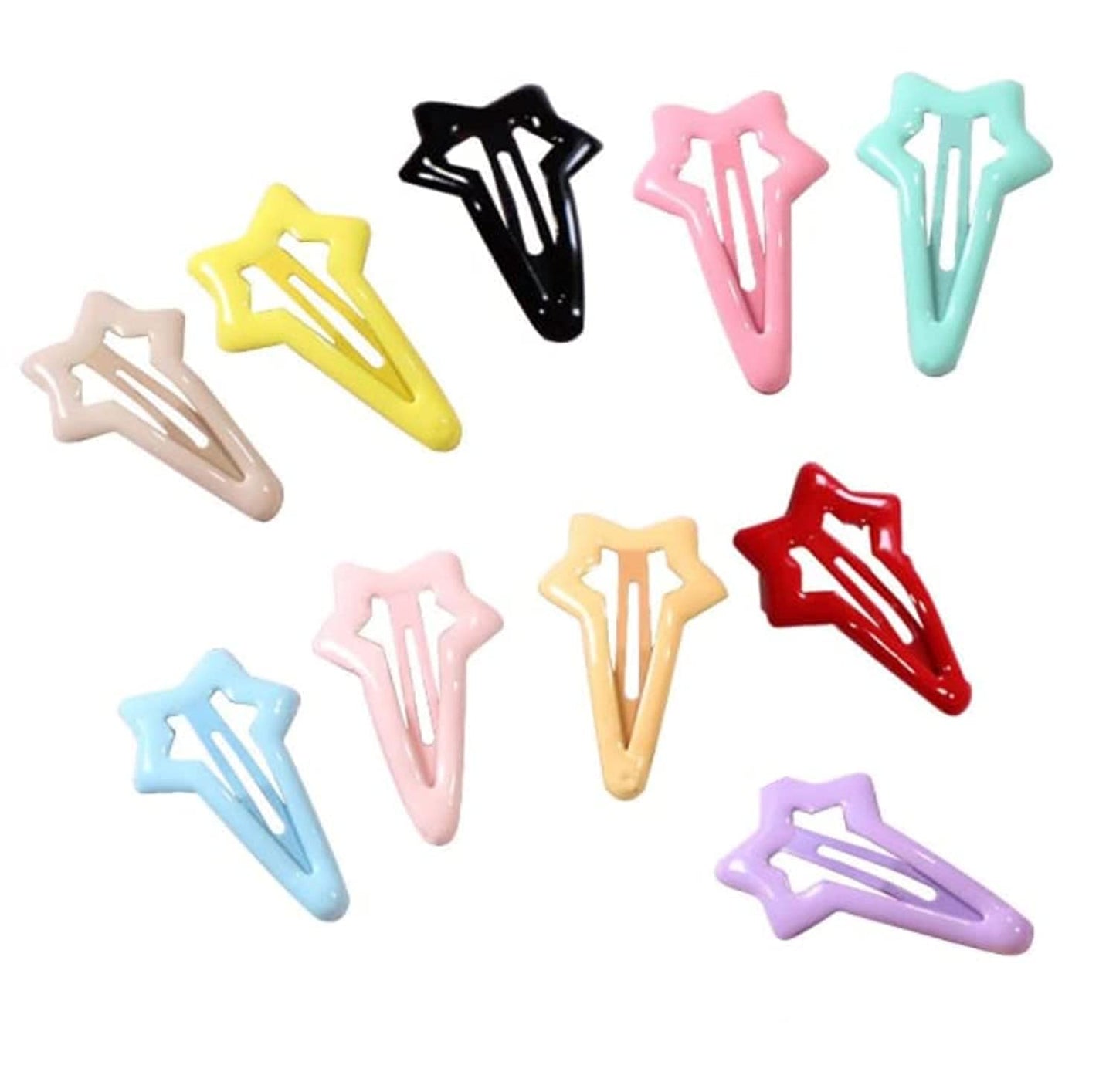 Duehut HLLMX 10 PCS Colorful Stars Duckbill Clip Hair Clip Non-slip Toddlers Colorful Cute Lovely Metal Hair Barrettes Hair Accessories for Kids Teens