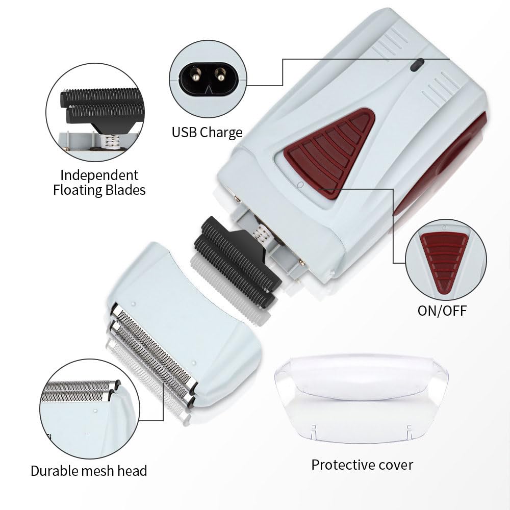 Electric Foil Shavers for Men, Dual Floating Blades for Close & Clean Shaving, Mini Portable Razor with Precision-Compact Body, Waterproof, High Power Beauty and Personal Care QDKVTNDJZ