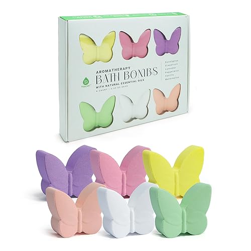 Pursonic Aromapathy Bath Bombs Gift Set - 6 Pcs Essential Oils Bath Bombs for Women - Spa Fizzies Christmas Gifts for Women (Eucalyptus, Lavender…