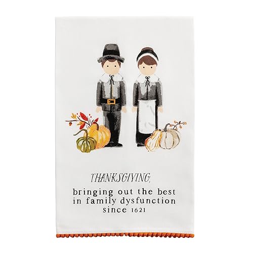 Mud Pie Thanksgiving Pilgrims Pom Towel