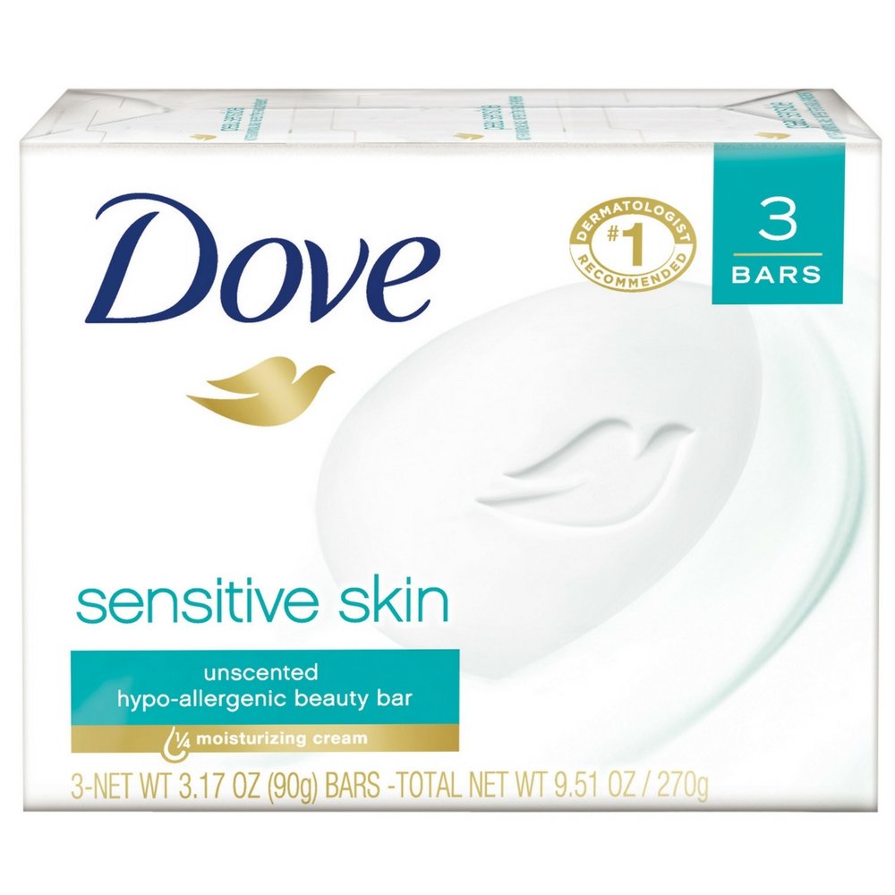Dove Beauty Bar Sensitive Skin 3.17 oz, 3 Bar (Pack of 6)