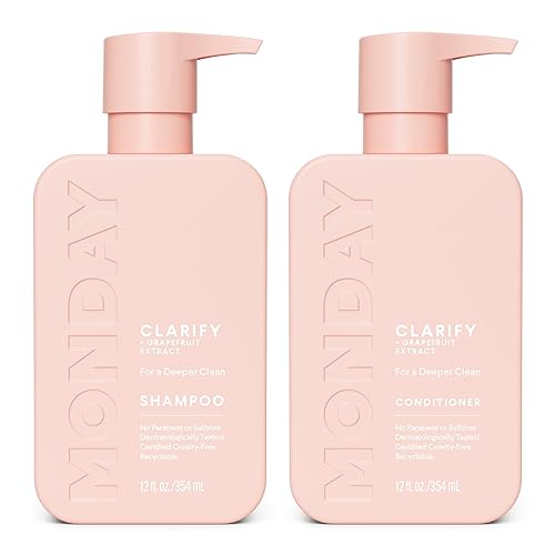 MONDAY HAIRCARE Clarify Shampoo and Conditioner Set 12 oz for Oily Hair Made with Grapefruit Extract, Coconut Oil, Shea Butter, Vitamin E