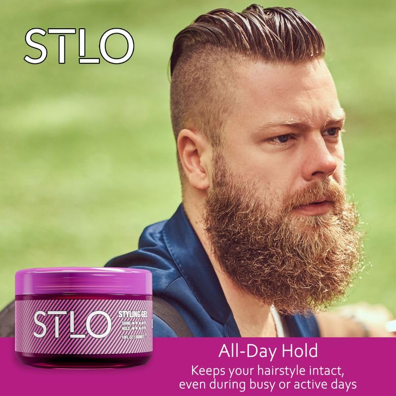 STLO Gloss Finish Styling Gel - Flexible Strong Hold No Flakes - Moisture Lock for Healthy Hair - 10 Oz