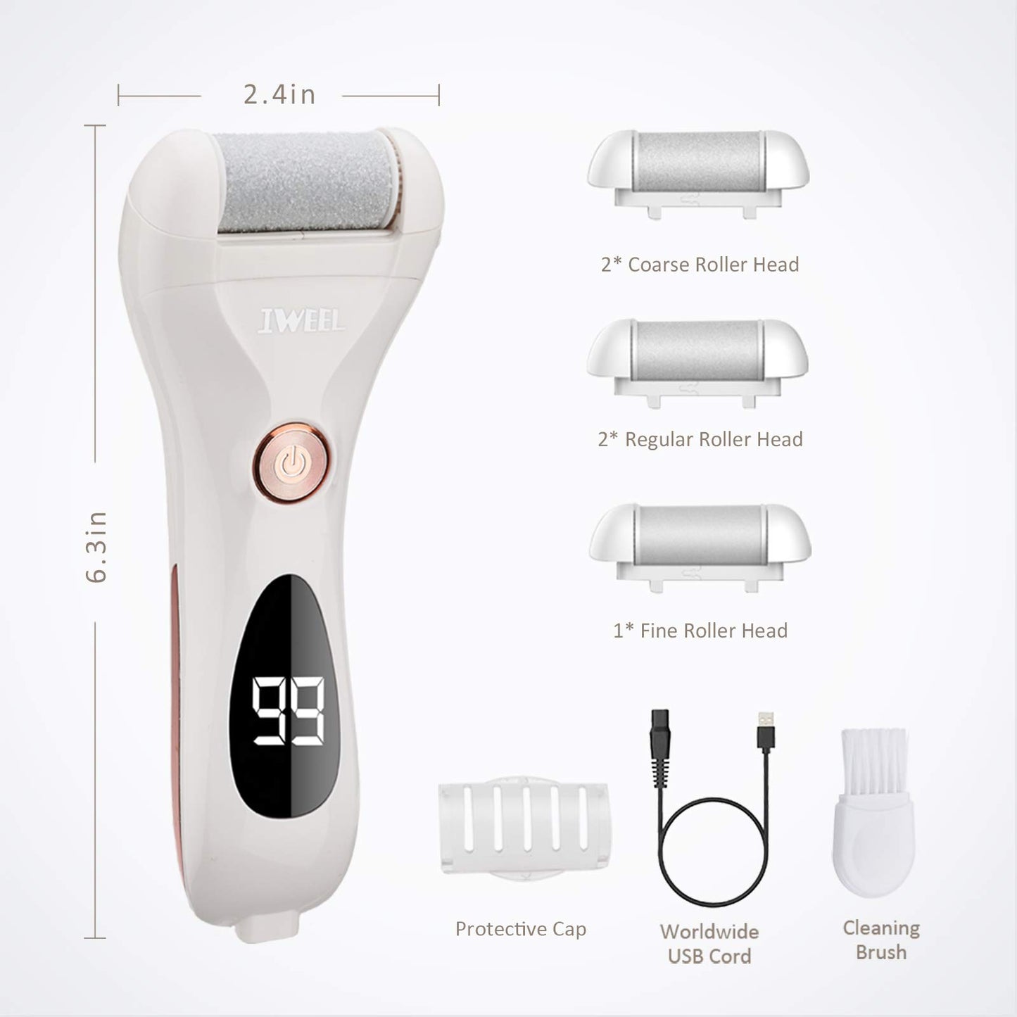 Rechargeable Electric Callus Remover Foot File – Waterproof Pedicure Tool for Cracked Heels, Dead Skin & Smooth, Soft Feet