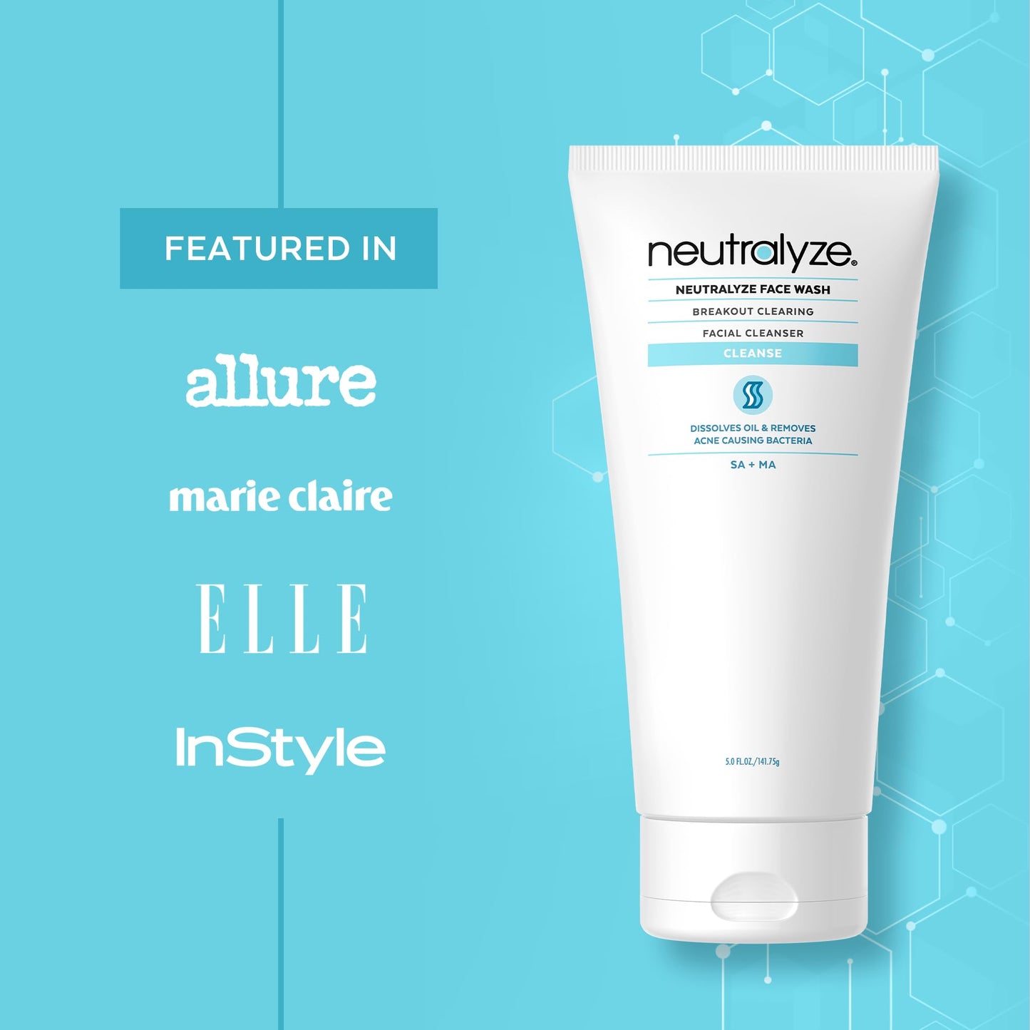 Neutralyze Acne Wash for Face with 2% Mandelic Acid & 2% Salicylic Acid - Professional Grade, A.H.A. + B.H.A. Facial Cleanser for Acne Prone Skin (90+
