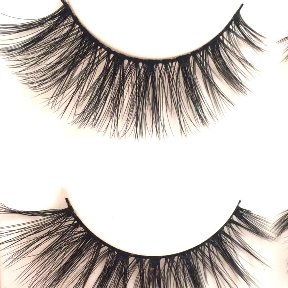 Sunniess Hair Imported Korea Fiber Faux Mink False Eye lashes Handmade Reusable Long Cross Volume Dramatic Lashes Natural Look Makeup Thick Black Fake