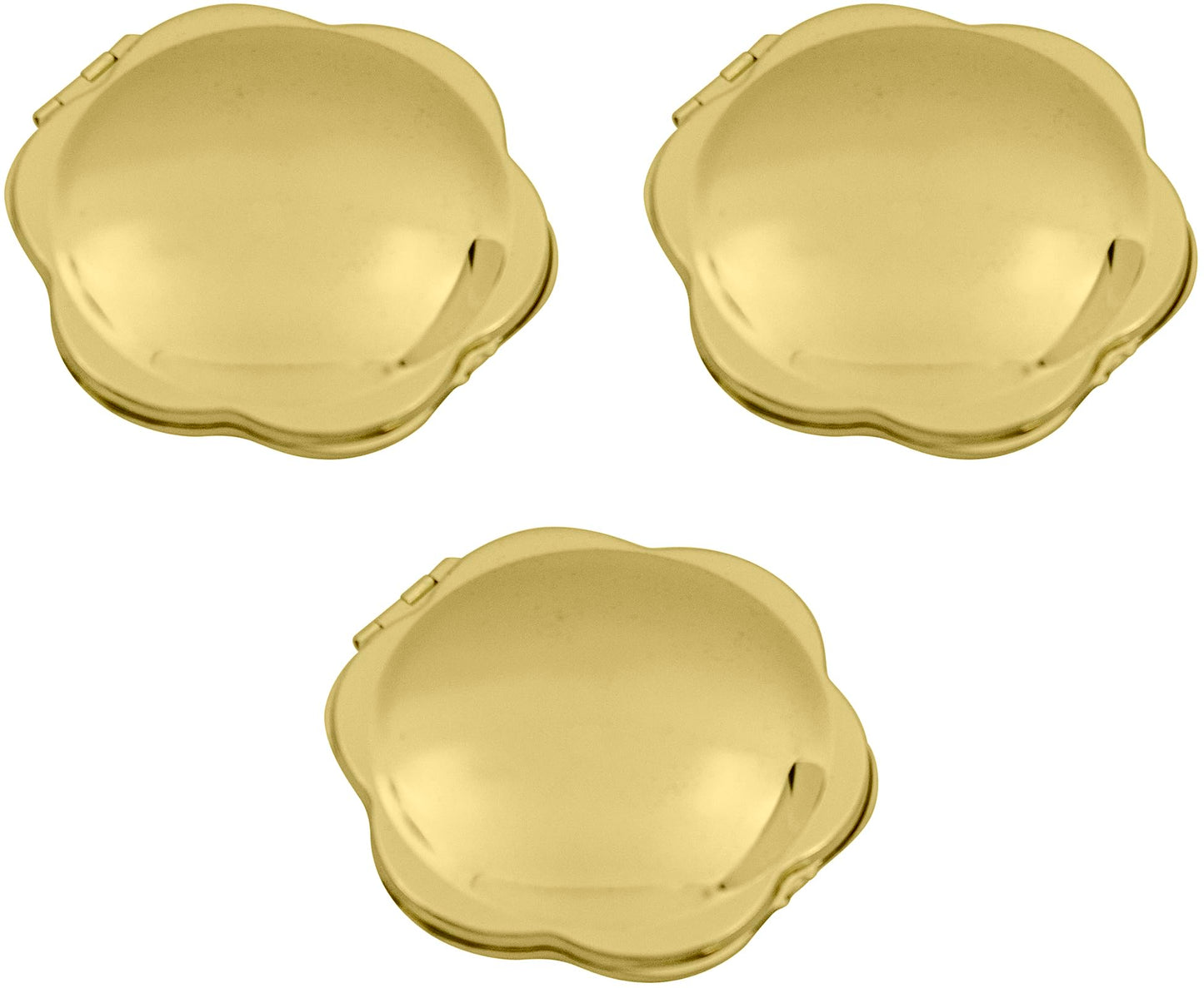 Stephanie Imports Set of 3 Double Sided Magnifying Compact Mirrors (Gold, Rounded Hexagon)
