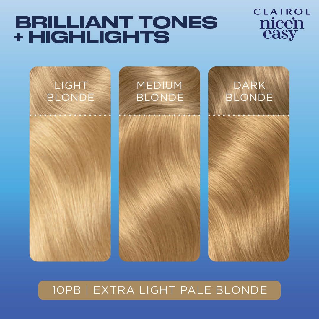 Clairol Nice'n Easy Permanent Hair Dye, 10PB Extra Light Pale Blonde Hair Color, Pack of 1