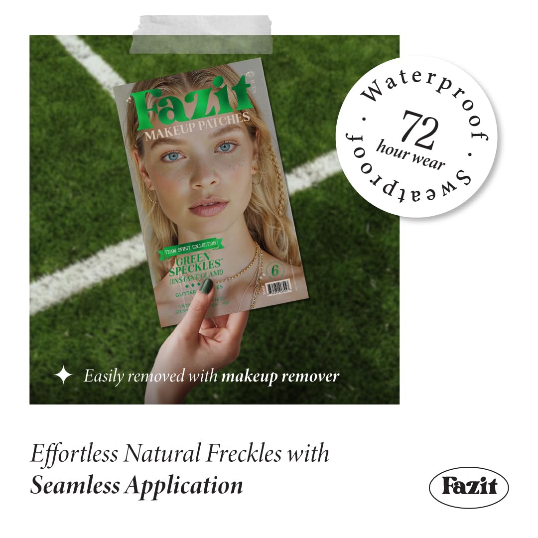 Fazit Green Speckles - Glitter Freckle Makeup Patches - Shimmering Faux Freckles & Body Glitter - Waterproof, Long-Lasting Instant Glamour