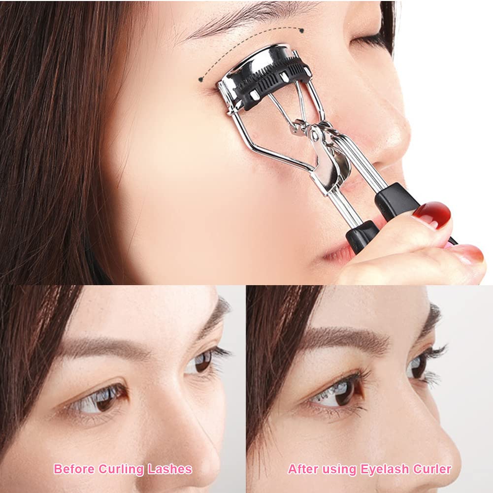 14 Pc Eyelash Set, 3 in 1 Eyelash Curler with Comb & Brush, Refill Pads & Applicator Tool