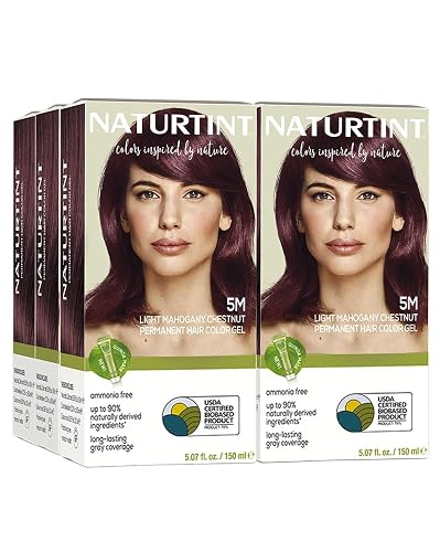 Naturtint 5M Light Mahogany Chestnut Permanent Hair Color (Pack of 6), Ammonia Free, Vegan, Cruelty Free, up to 100% Gray Coverage, Long Lasting