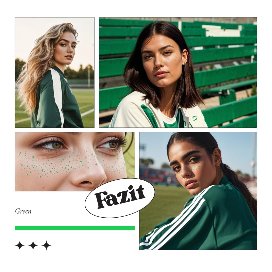 Fazit Green Speckles - Glitter Freckle Makeup Patches - Shimmering Faux Freckles & Body Glitter - Waterproof, Long-Lasting Instant Glamour