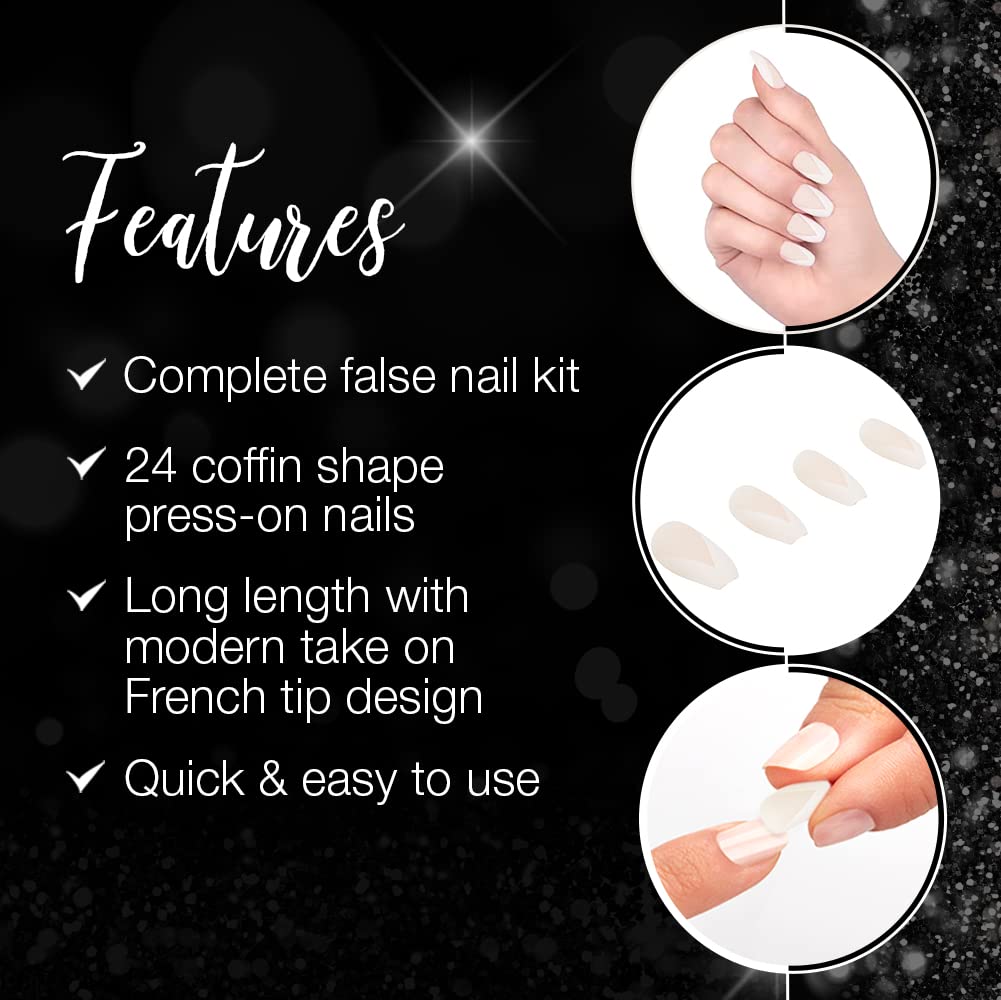 Ardell Press On Nails Medium - Modern French Tip Fake Nail, Glue on Nails, Nail Kit, 1 Pack Beauty & Personal Care Ardell