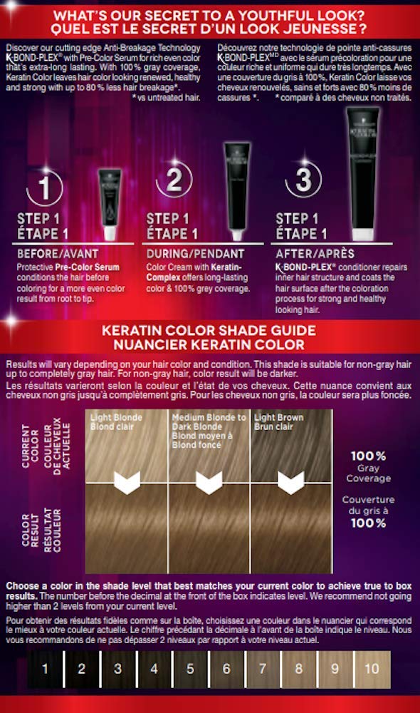 Schwarzkopf Keratin Color Permanent Hair Color Cream, 7.0 Dark Blonde