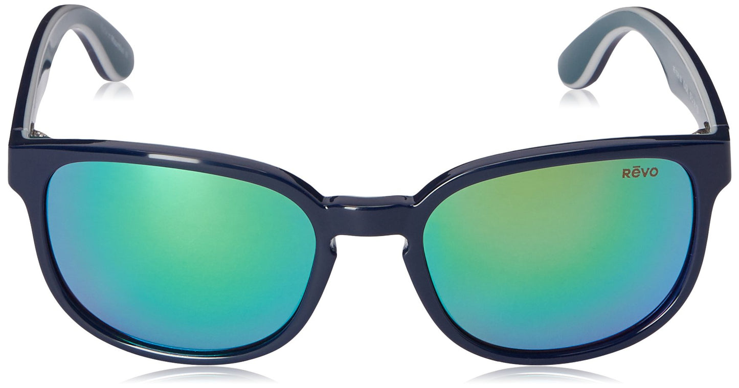 Revo Kash RE 1028 05 GN Polarized Square Sunglasses, Navy/Grey/Atlantic Green Water, 57 mm