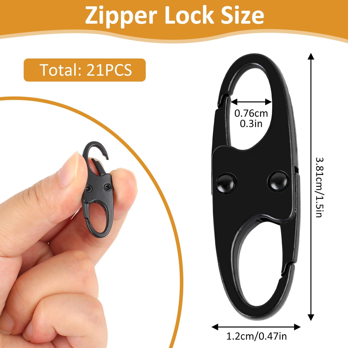 Phinus 21 PCS Anti-Theft S-Shaped Zipper Locks – Combo Clips for Luggage, Backpacks, Clothing, Boots, Purses & Outdoor Travel (Black)