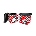 Disney Mickey & Minnie 15-Inch Storage Bin Cube Organizers with Lids, Set of 2 | Fabric Basket Container, Cubby Cube Closet Organizer, Home Decor…