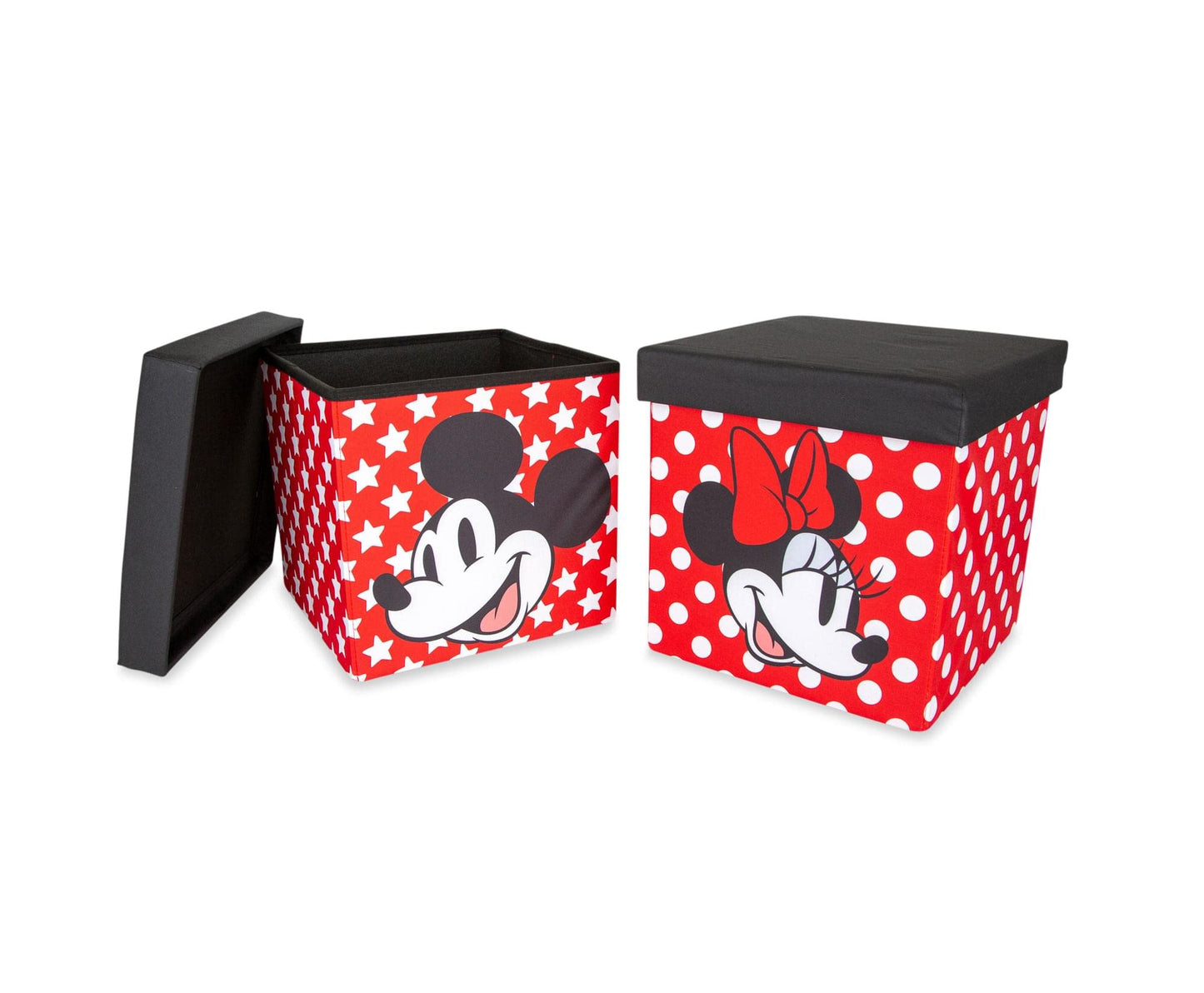 Disney Mickey & Minnie 15-Inch Storage Bin Cube Organizers with Lids, Set of 2 | Fabric Basket Container, Cubby Cube Closet Organizer, Home Decor…