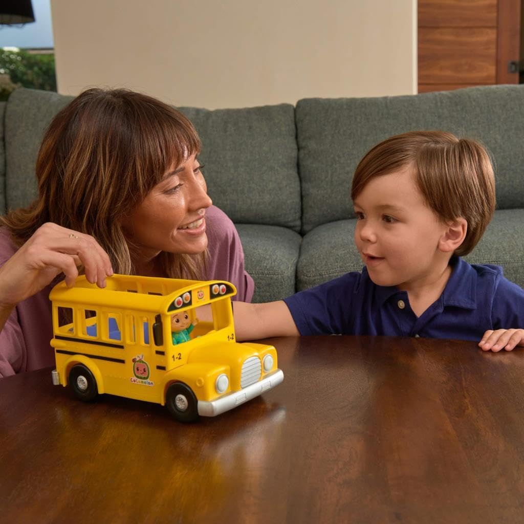 CoComelon Official Musical Yellow School Bus, Plays Clips from ‘Wheels on The Bus,’ Featuring Removable JJ Figure – Character Toys for Babies, Toddlers, and Kids