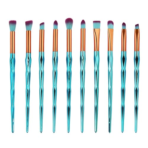 MIPPER 10pcs Diamond Handle Eye Makeup Brushes?Eyebrow Eye shadow Eyeliner Nasal shadow Cosmetics Brush Tool (green)