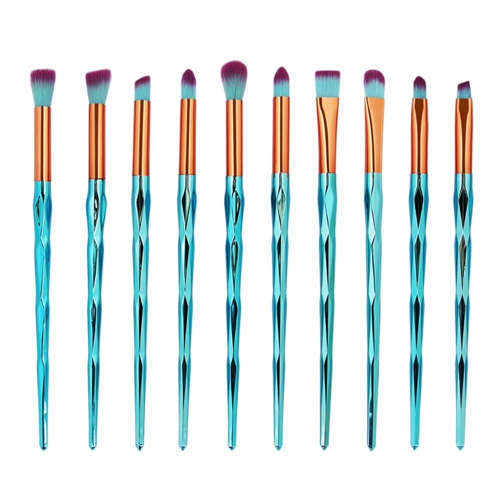 MIPPER 10pcs Diamond Handle Eye Makeup Brushes?Eyebrow Eye shadow Eyeliner Nasal shadow Cosmetics Brush Tool (green)