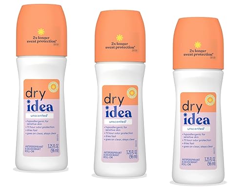 Dry Idea Deodorant 3.25 Ounce Roll-On Unscented Anti-Perspirant (96ml) (Pack of 3)