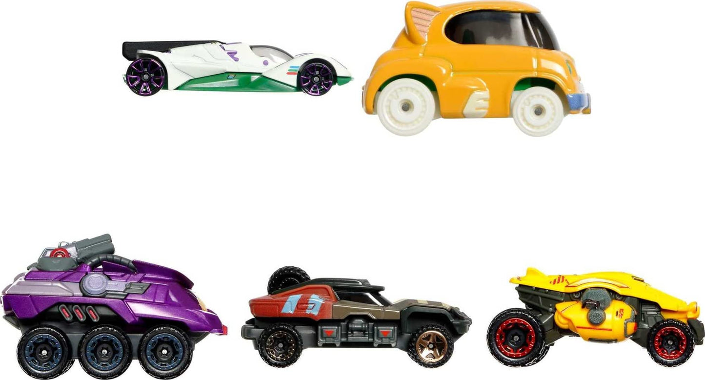 Hot Wheels Disney and Pixar Lightyear Toy Car 5-Pack, Set of 5 Die-Cast 1:64 Scale Starships from The Lightyear Movie for Collectors & Kids
