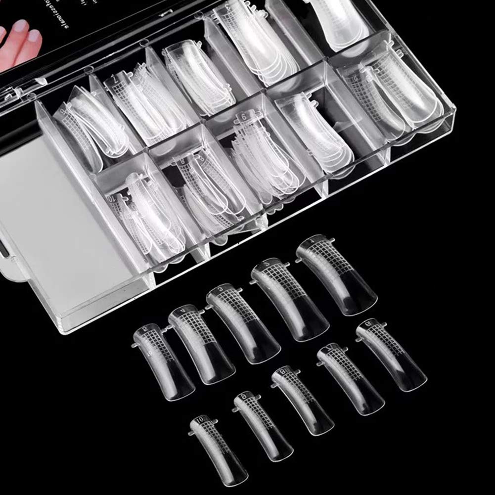 Beuniar Nail Extension Form Tips Clear 100pcs Poly Gel Acrylic Nails Mold Artificial Dual Forms System UV Gel DIY Polish Manicure Tool 100PCs/Case