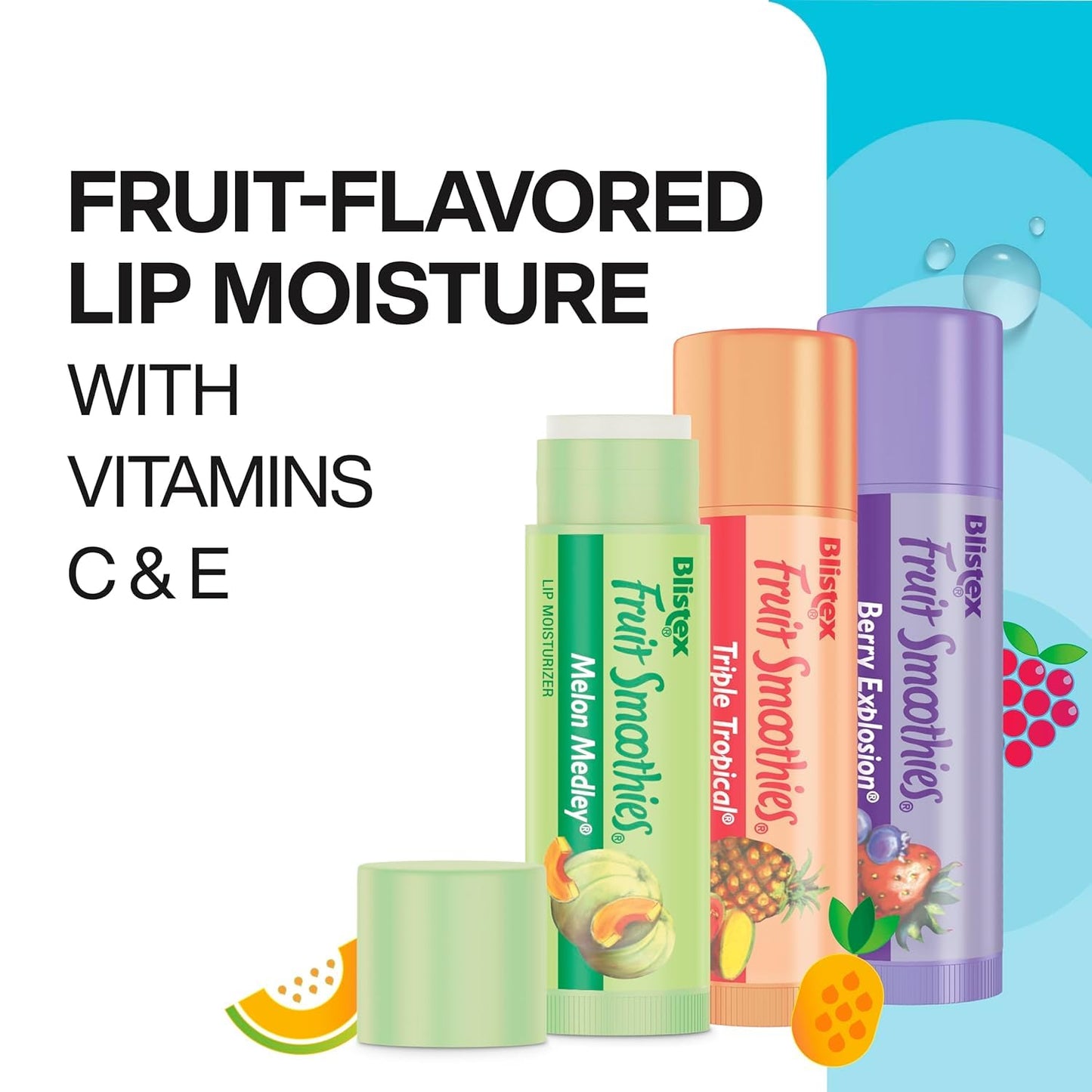 Blistex Fruit Smoothies Lip Moisturizers 3 Sticks 0.10 oz each Pack of 4