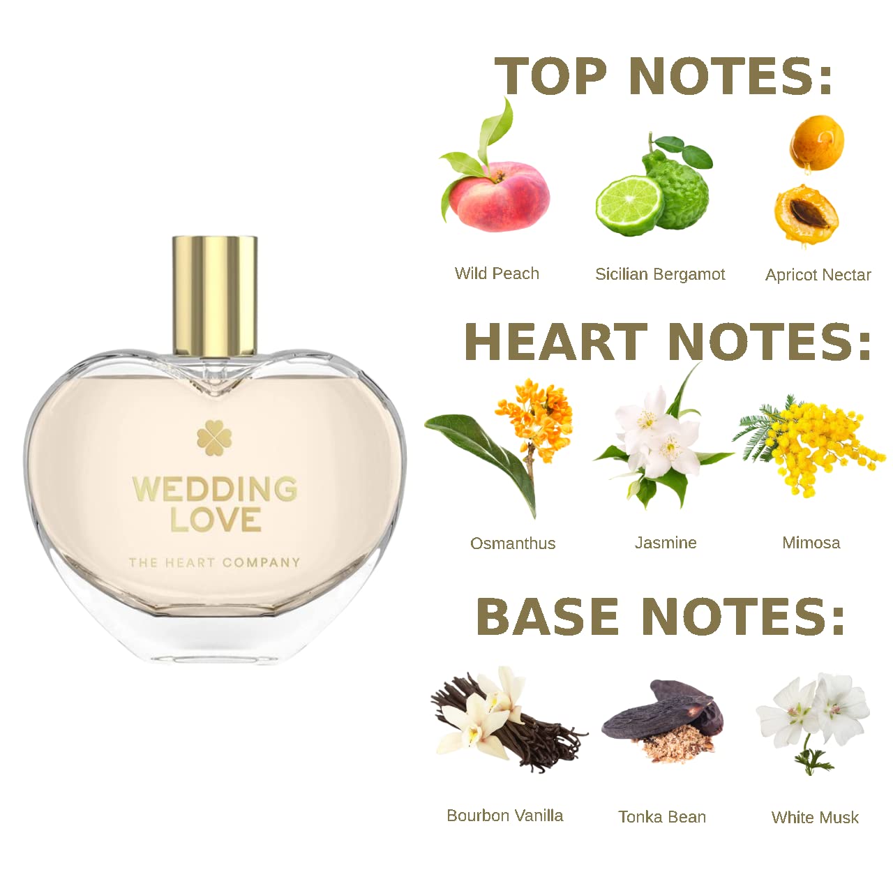 THE HEART COMPANY WEDDING LOVE Perfume for women | Fruity Sweet Women's Fragrance | Bridal Shower Gift | Wedding Gift for Bride | Vegan & Cruelty-Free