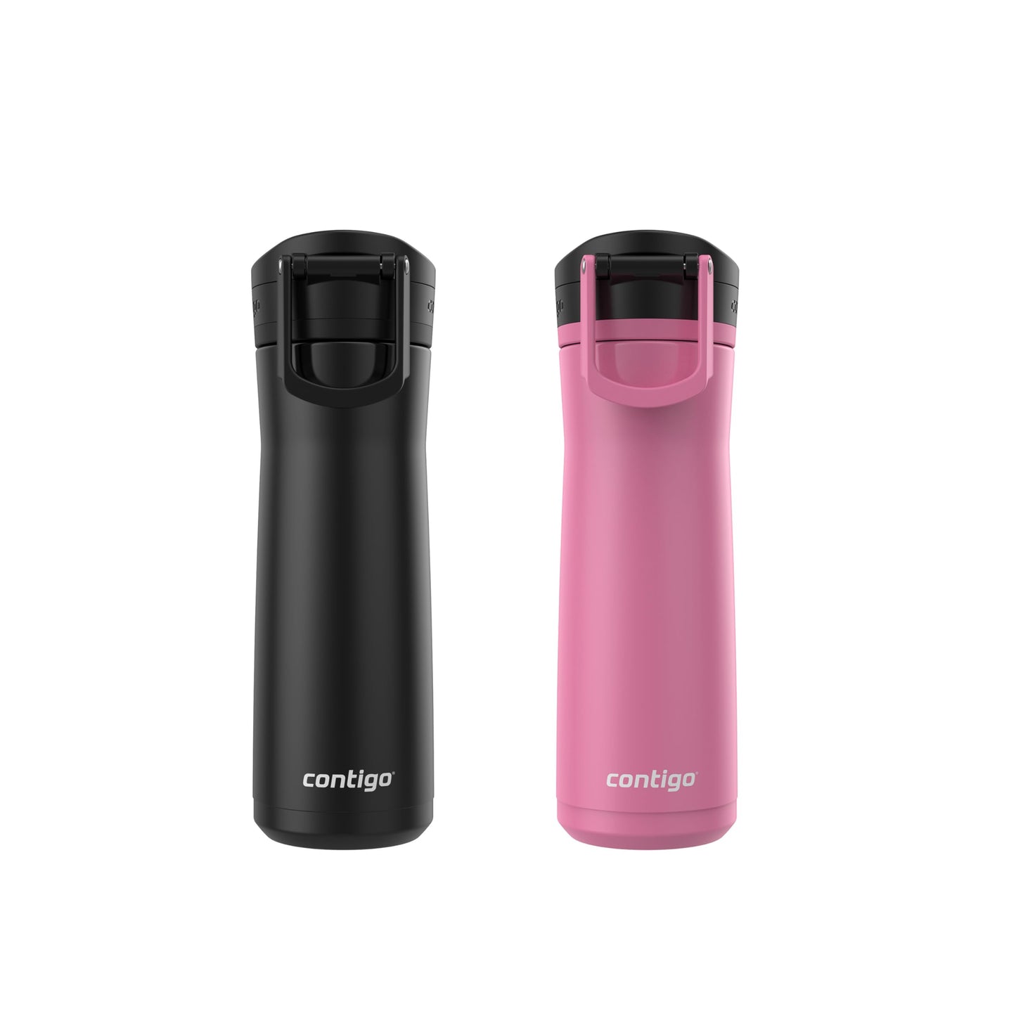 Contigo Jackson Chill 2.0 Water Bottle with Autopop Lid, 20oz, 2-Pack, Pink and Black
