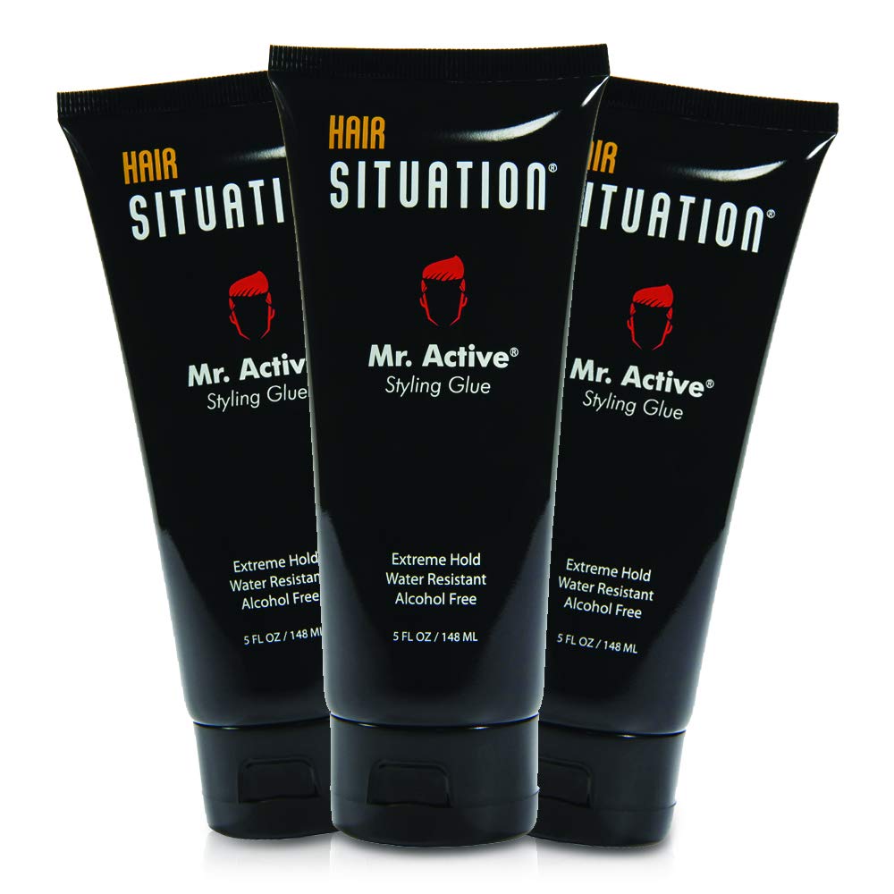 Hair Situation Mr. Active Hair Styling Glue - Strong Hold Hair Gel for Men, Maximum Grip, Anti-Frizz, Humidity Shield, Non-Flaking, Alcohol-Free, Adds