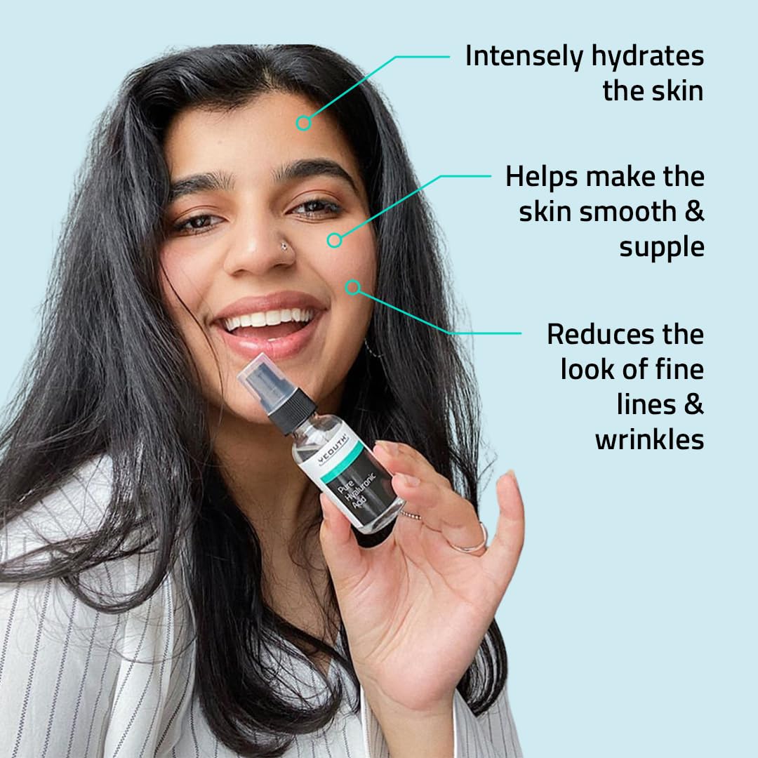 YEOUTH Pure Hyaluronic Acid Serum for Face 99% for Dry & Dull Skin, Hydrating Hyaluronic Acid Face Serum for Women & Men, Facial Care For All Skin