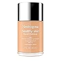 Neutrogena Healthy Skin Liquid Foundation Makeup Broad Spectrum SPF 20 Sunscreen, Medium Coverage, Vit B5, Antioxidants, All Day Wear, Buff Beige