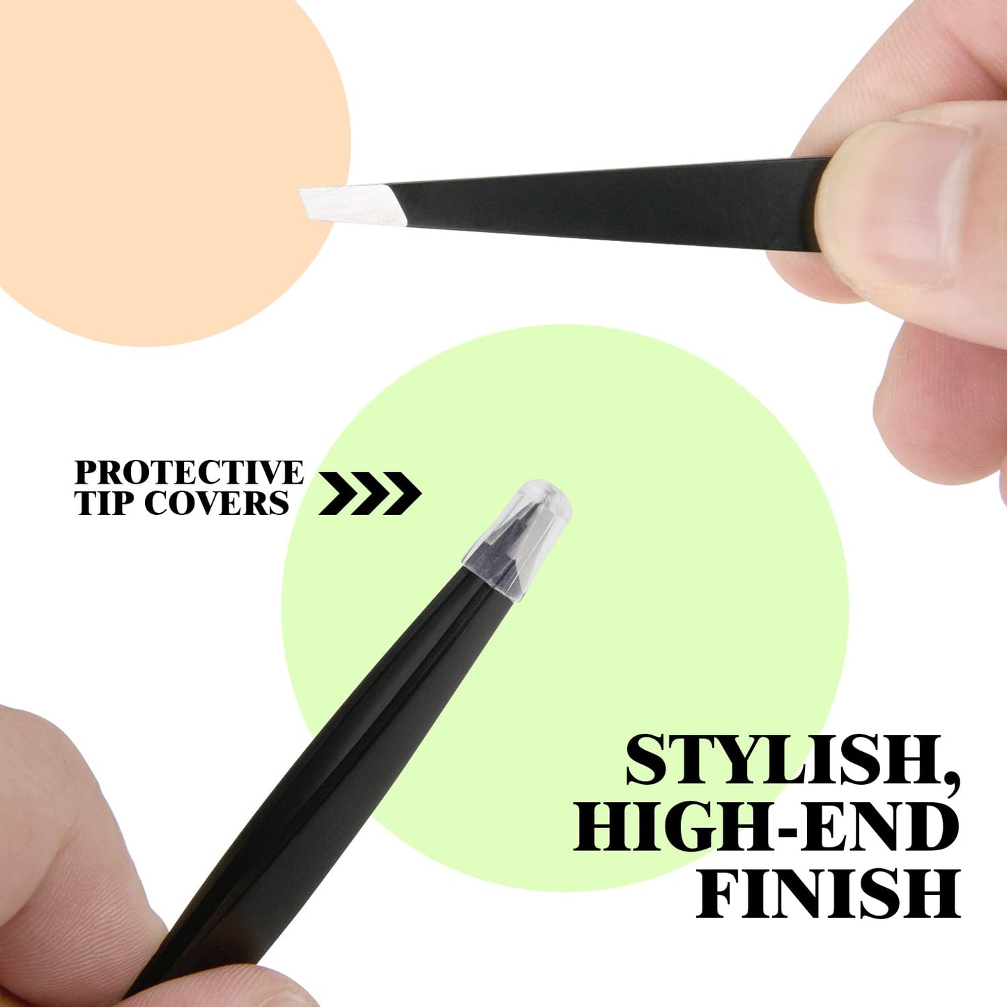 FIVETAS Stainless Steel Tweezers for Eyebrows-Slant Tweezer with Case for Women&Man,Great Precision on Brow,Facial Hair and Ingrown Hair