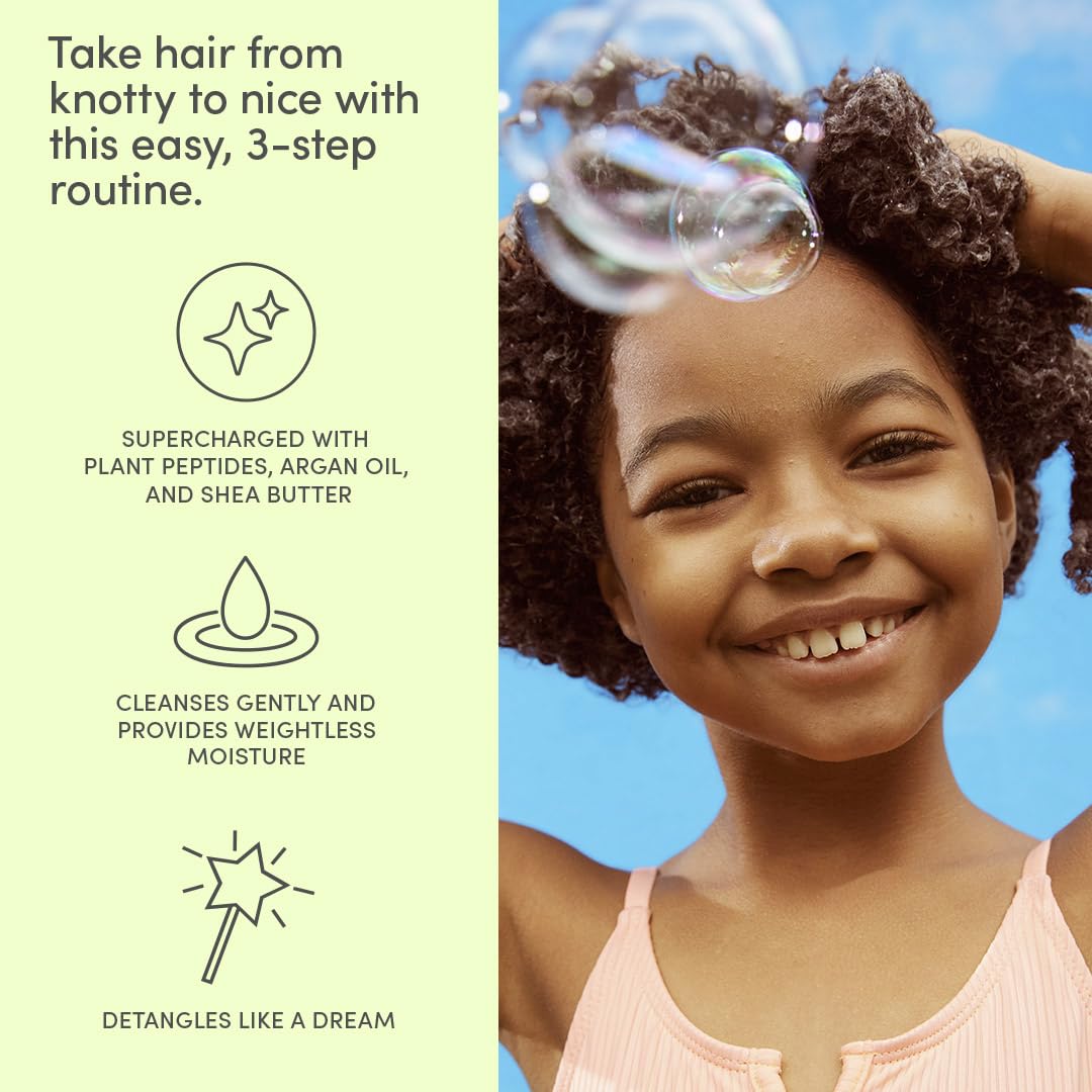 Evereden Kids Mini Hair Trio Set: Travel Size Hair Shampoo, Conditioner and Detangling Spray for Kids Ages 3+, Plant Protein Peptides & Argan Oil