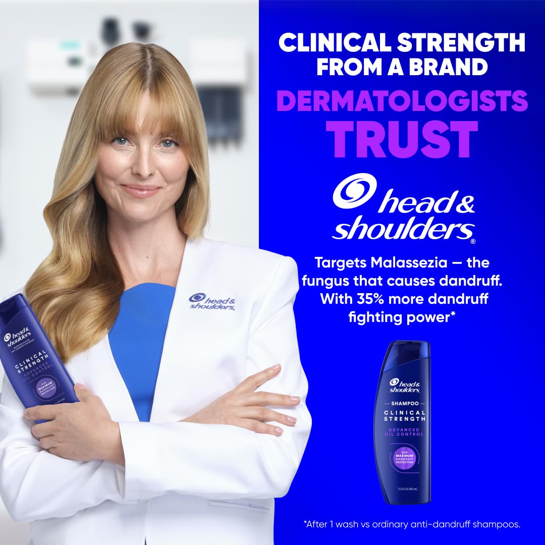 Head & Shoulders Anti-Dandruff Shampoo with 1% Selenium Sulfide, Clinical Strength Advanced Oil Control Twin Pack, Seborrheic Dermatitis Relief, Oily Beauty and Personal Care Head & Shoulders