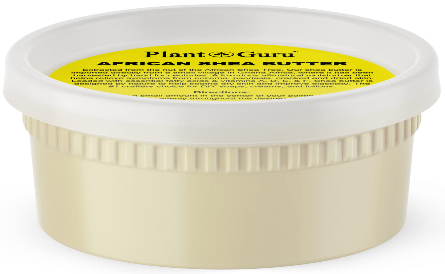 Plant Guru Raw African Shea Butter 8 oz. 100% Pure Natural Unrefined IVORY - Ideal Moisturizer For Dry Skin, Body, Face And Hair Growth. Great For DIY