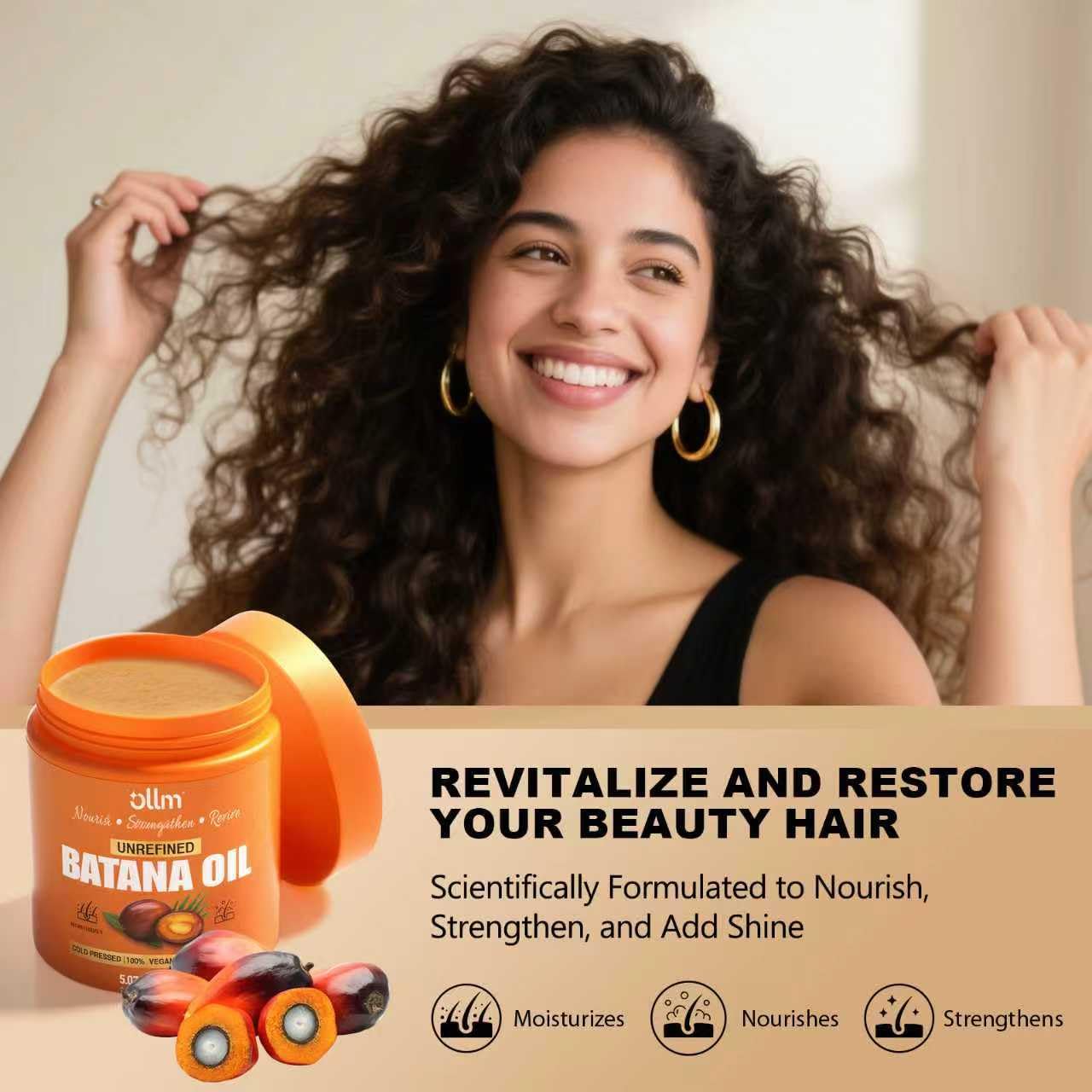 OLLM Raw Batana Oil for Hair Growth - 5oz Repair Damaged Hair Organic Formula from Honduras for Latina Women With Curly Hair Ages 25-35 - Wash Day