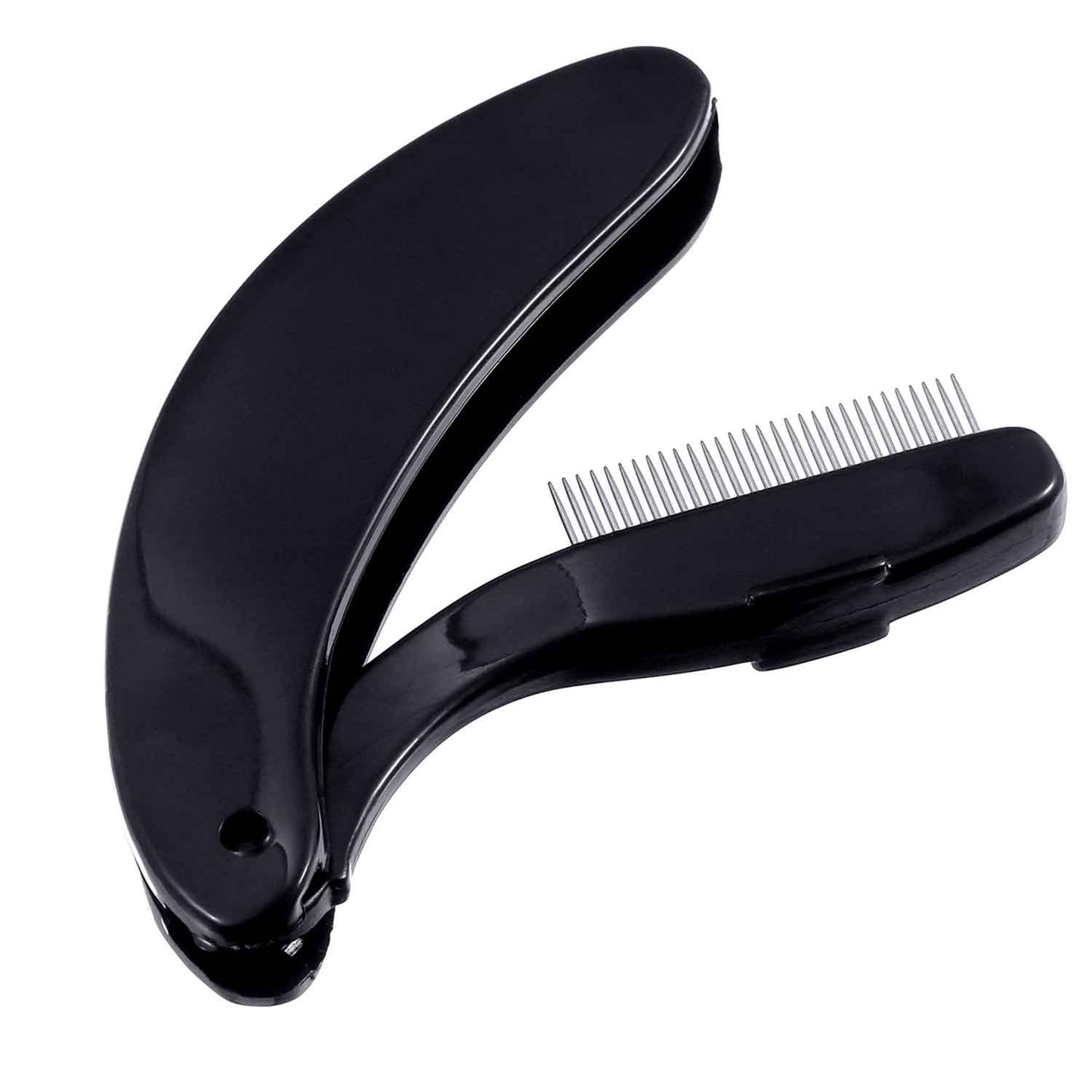TecUnite 4 Packs Folding Eyelash Comb, Stainless Steel Teeth Eyebrow Comb Lash and Brow Makeup Brush (Black)