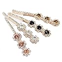 4 PCS Women Lady Crystal Hairpins Rhinestone Elegant Flower Hair Snap Clip Hair Pin Clamps Accessories Bobby Pin Headwear