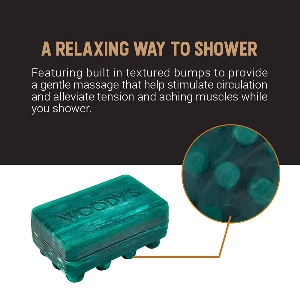 Woody's 3-in-1 Moisturizing Bar for Men, For Hair, Shave, and Body, All-Purpose Massage Bar Soap, Gentle Massage, Adds Moisture, for All Hair and Skin