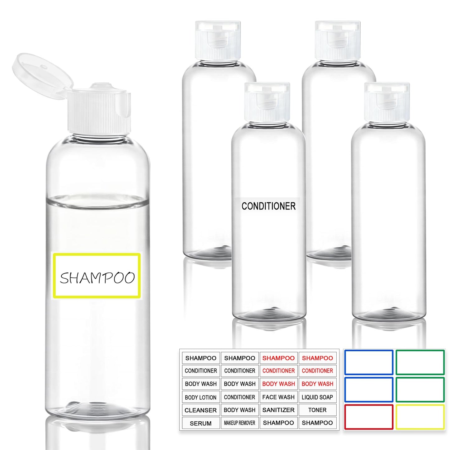 Pfesuqo 5 Pack 3.4 oz Travel Bottles for Toiletries, TSA Approved Leak Proof Refillable Travel Size Containers, Clear Plastic Shampoo Bottles Beauty and Personal Care Pfesuqo Default Title