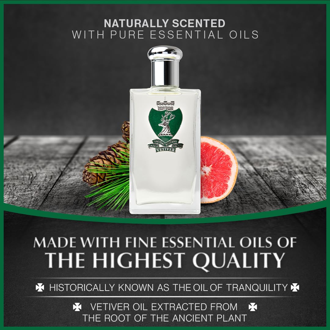 Castle Forbes Vetiver Special Reserve Men's Cologne, 100ml | Classic Men’s Fragrance w/a Modern Twist | Made w/Essential Oils | Paraben-Free