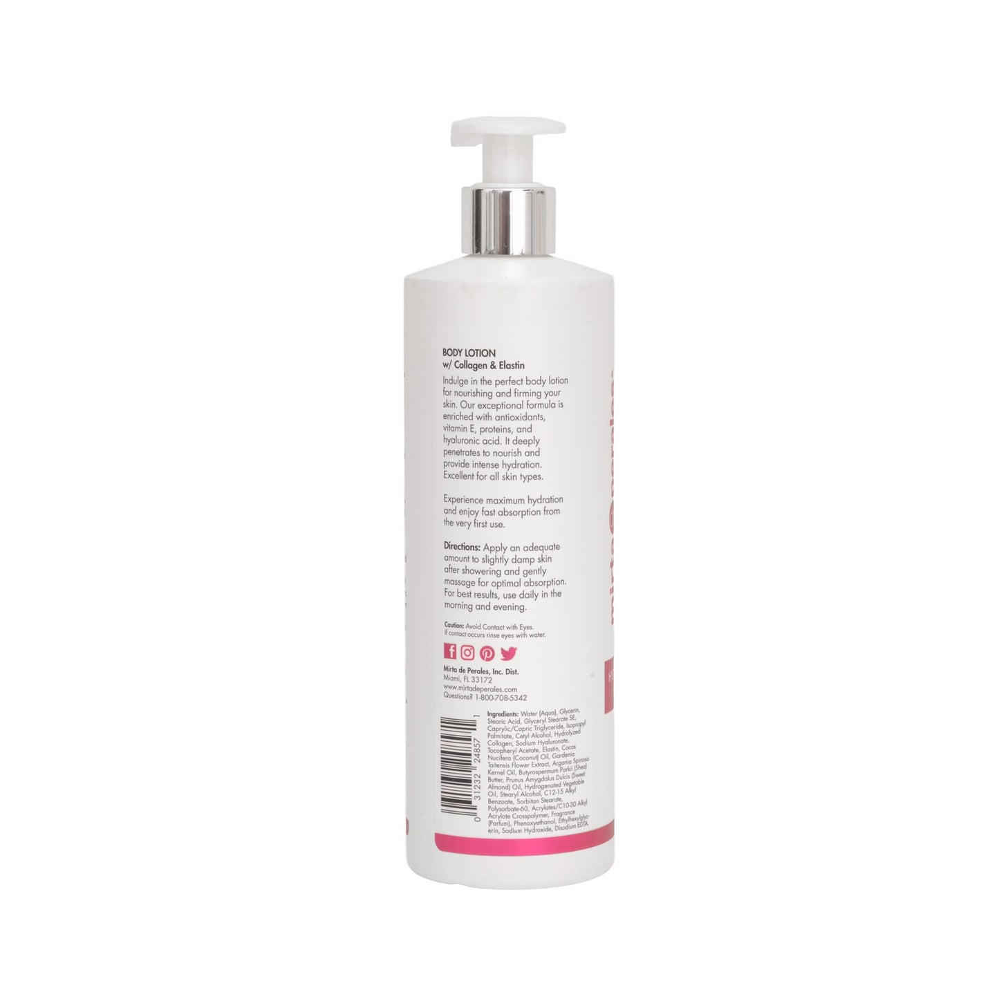 Mirta De Perales Body Lotion with Collagen & Elastin | Hydrating Daily Moisturizer with Hyaluronic Acid, Vitamin E, Shea Butter, Coconut, Almond